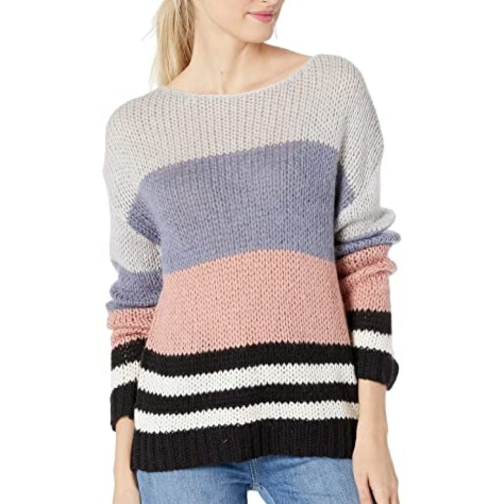 NWT Lucky Brand Colorblock Knit Weave Sweater